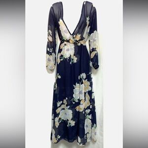 Floral print chiffon maxi dress